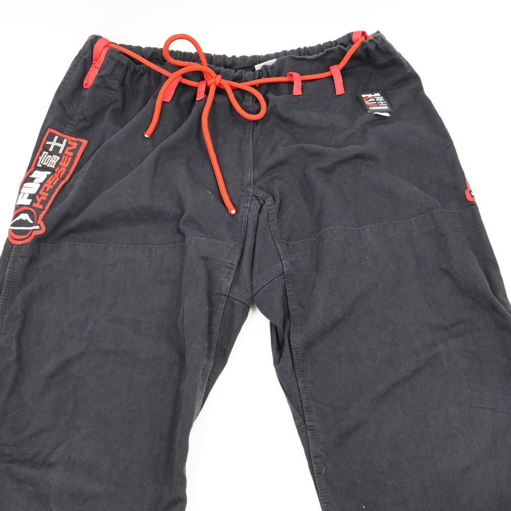 Fuji Kassen BJJ Gi Pants Mens A5 Black Red Drawstring Martial Arts Training